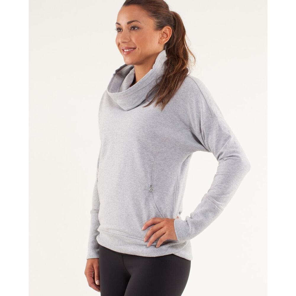Womens Lululemon Rest Day Heathered Gray Cowl Neck Pull Over Sweatshirt-6